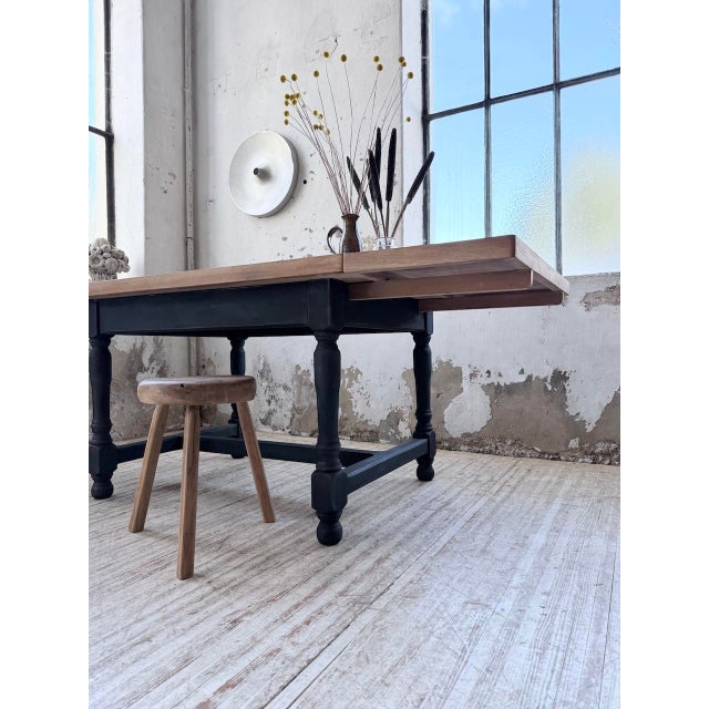 Wood Farmhouse Table in Oak with Extensions, 1960s For Sale - Image 7 of 18