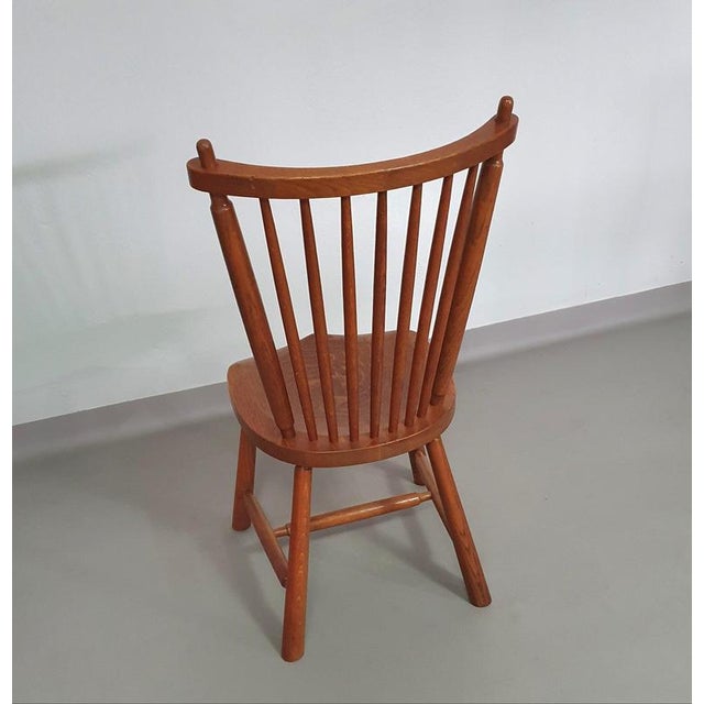 Spindle Back Dining Chairs in Oak from De Ster Geldermalsen with Carved Backrests, 1960s, Set of 6 For Sale - Image 12 of 18