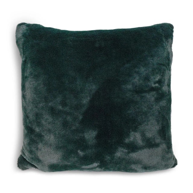 Contemporary Green Forest Faux Fur Pillow For Sale - Image 3 of 3
