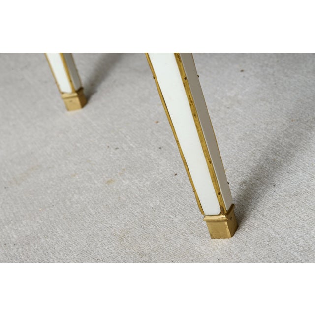 Neoclassical Style White & Gold Guéridon Accent Table – Light Brown Marble For Sale - Image 13 of 14