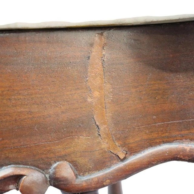 Renaissance Revival Carved Walnut & Marble Turtle Top Table C1890 For Sale - Image 11 of 14