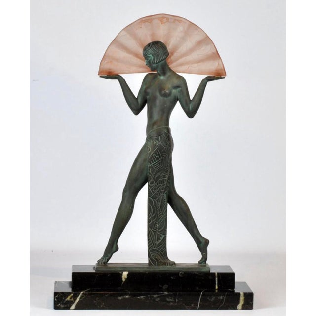 1980s Art Deco Raymonde Guerbe for Max Le Verrier Style Egyptian Lamp by Sarsaparilla For Sale - Image 10 of 10