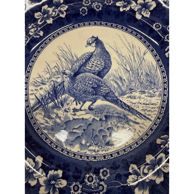 Early 20th Century Spode Pheasants Blue & White Transferware Plate Copeland #6 For Sale - Image 4 of 7