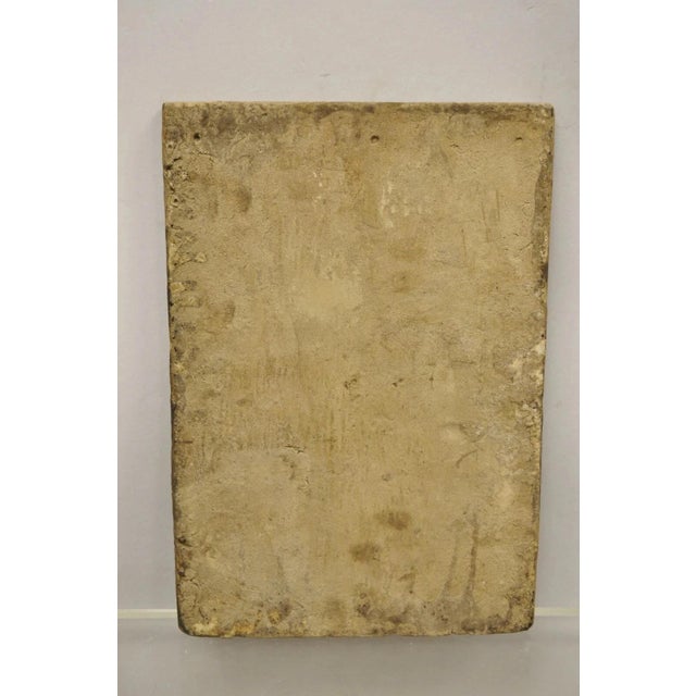 Ceramic Antique Persian Iznik Qajar Style Ceramic Pottery Tile Green Couple Embrace C1 For Sale - Image 7 of 10