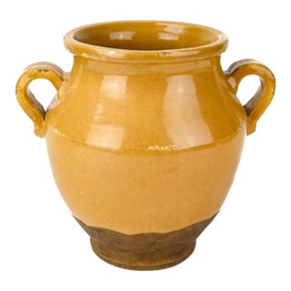 Antique French Yellow Drip Glazed Confit Pot For Sale