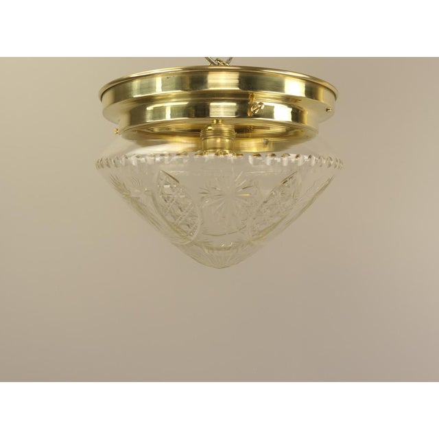 Contemporary Brass Ceiling Lamp with Lead Crystal Shade, 1920s For Sale - Image 3 of 16