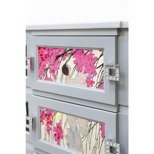 Handcrafted Chest of Drawers in Pear Wood and Teak For Sale - Image 3 of 14