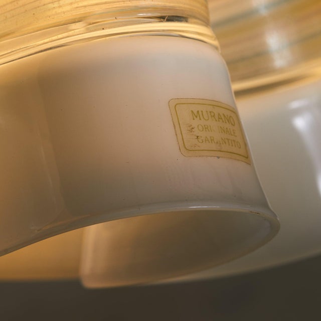 Modern 1970s Italian Striped Murano Glass Pendant in the Manner of Mazzega For Sale - Image 3 of 7