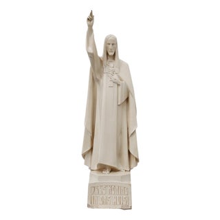 Christ King in Our Home Plaster Statue, Belgium, 1920 For Sale