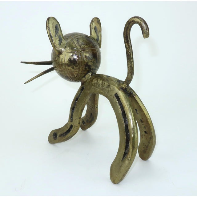 Brutalist Cat Scrap Metal Art Sculpture For Sale In Atlanta - Image 6 of 14