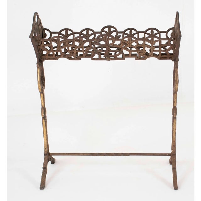 Art Nouveau Art Nouveau Harlequin Figural Cast Iron Book Rack For Sale - Image 3 of 9