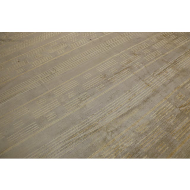 Postmodern Late 20th Century Wool Silk Modern Tibetan Rug - 11'9" x 12'4" For Sale - Image 3 of 6