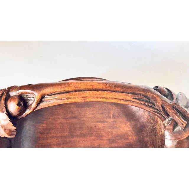 Brown Art Deco Hand-Carved Wooden Fruit Basket, France, 1930s For Sale - Image 8 of 12