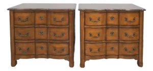 Pristine Drexel Heritage Block Front French Fruitwood Chest of Drawers, a Pair