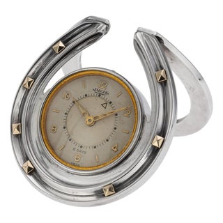20th Century English Silver & Gold Alarm Clock by Jaeger for Asprey & Co, 1956 For Sale
