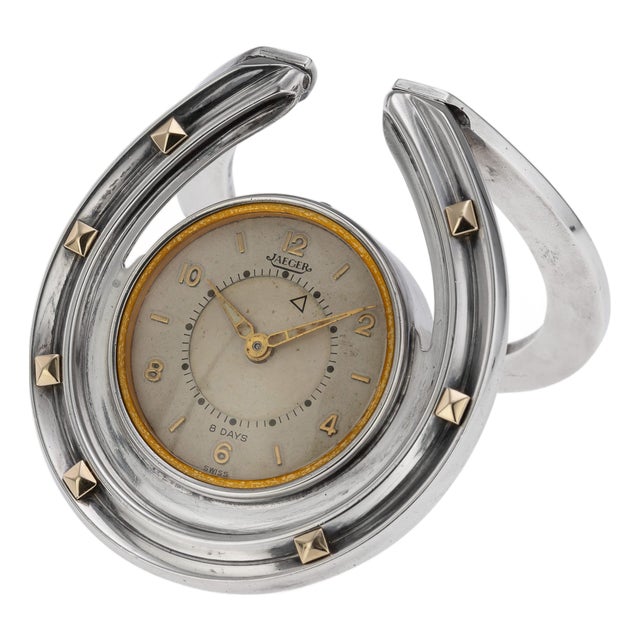 20th Century English Silver & Gold Alarm Clock by Jaeger for Asprey & Co, 1956 For Sale