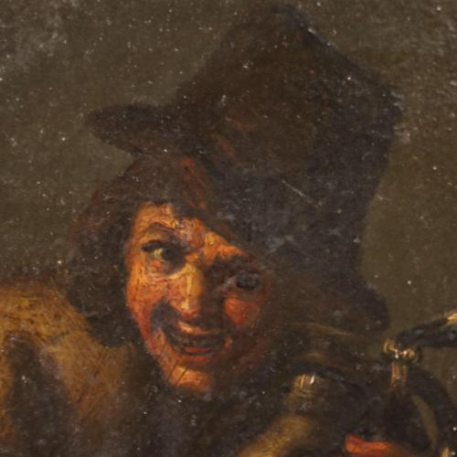 Peasant with Amphora, 1700s-1800s, Oil on Slate For Sale - Image 4 of 11