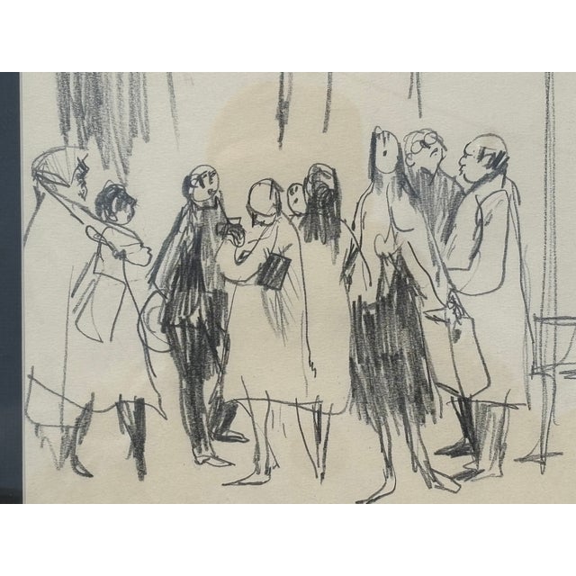 Tourists at Chartres - Original Graphite Drawing C. 1964 For Sale - Image 6 of 6