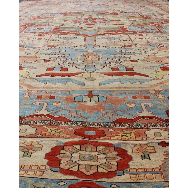 Very Large Serapi Persian Rug With Medallion on a Cream Background Keivan Woven Arts. Medallion on a cream background...