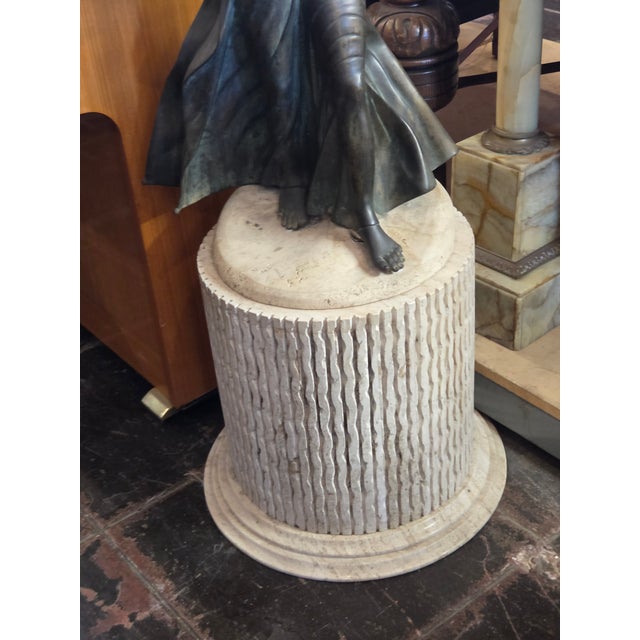 Antique 1900s Large Victory Bronze Statue on Marble Base Snakes Symbol Triumph Over Evil For Sale - Image 4 of 15