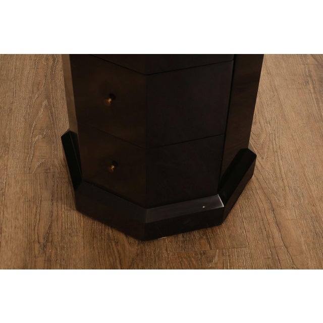 Maitland Smith Black Lacquered Octagonal Jewelry or Lingerie Chest Chest For Sale - Image 9 of 18