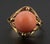 Early 20th Century 18k Gold Angel Skin Coral Cabochon Cocktail Ring Vintage For Sale - Image 5 of 5