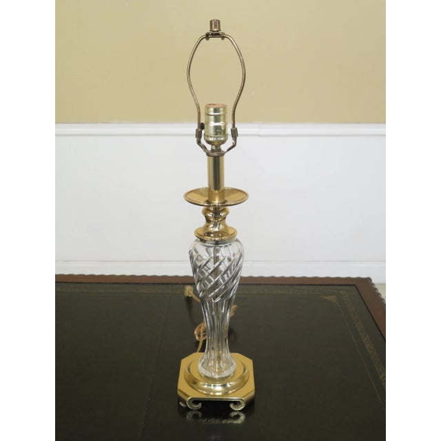 Crystal & Brass Table Lamp in Waterford Style For Sale In Philadelphia - Image 6 of 6