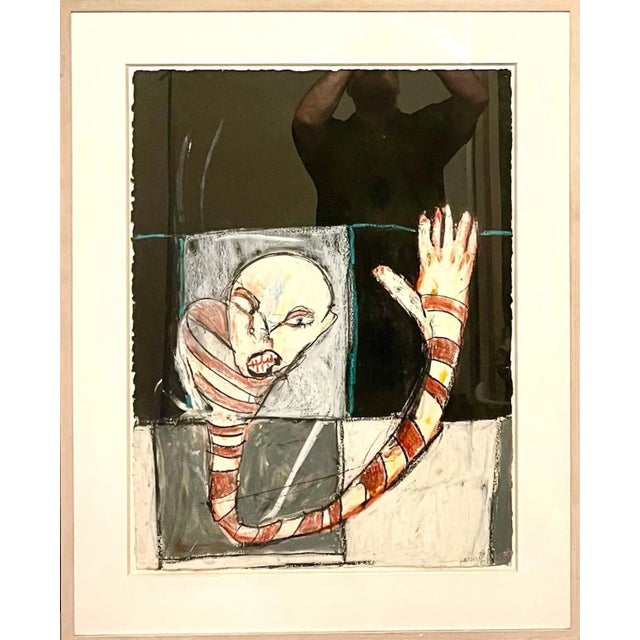 MICHAEL HAFFTKA "The Wave" Hand signed lower right "Hafftka" Oil and pastel on paper, 30.5" x 22.25". Framed 39" x 31.5"....