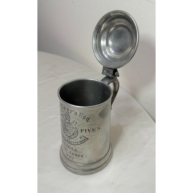Antique 1882 Engraved Pewter College Football Junior 5 Tankard Trophy Stein Mug For Sale - Image 15 of 17