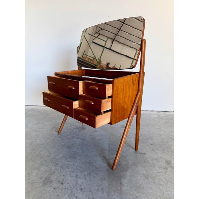 1960s Mid Century Danish Teak Vanity Dressing Table For Sale - Image 5 of 7