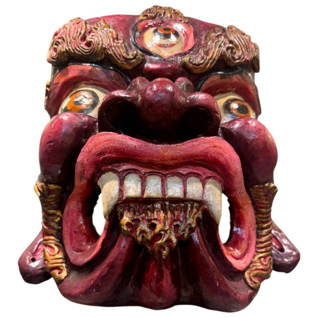 Vintage Nepalese Newar Bhairava Protective Deity Wall Mask Striking large hand-crafted Nepalese mask depicting Bhairava,...