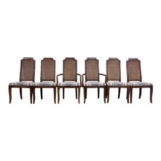 Vintage Drexel Heritage 1984 Caned Back Dining Chairs - Set of 6 For Sale