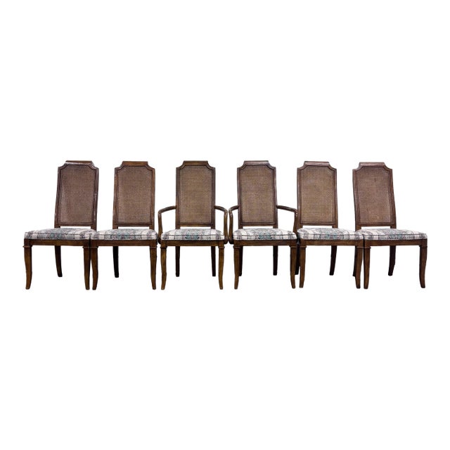 Vintage Drexel Heritage 1984 Caned Back Dining Chairs - Set of 6 For Sale