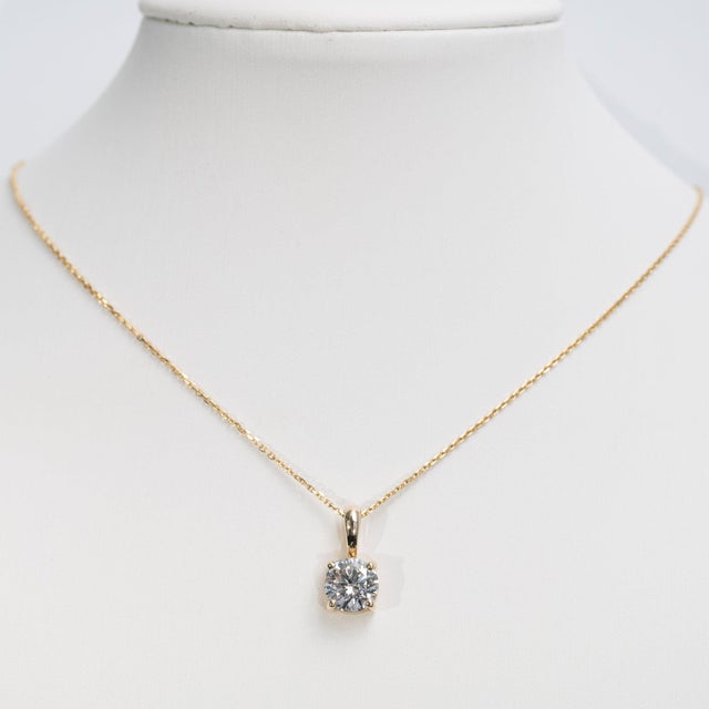 1.2Ct Lab Grown Diamond Solitaire Pendant in Solid 14k Gold - Fine Jewelry For Sale - Image 4 of 7