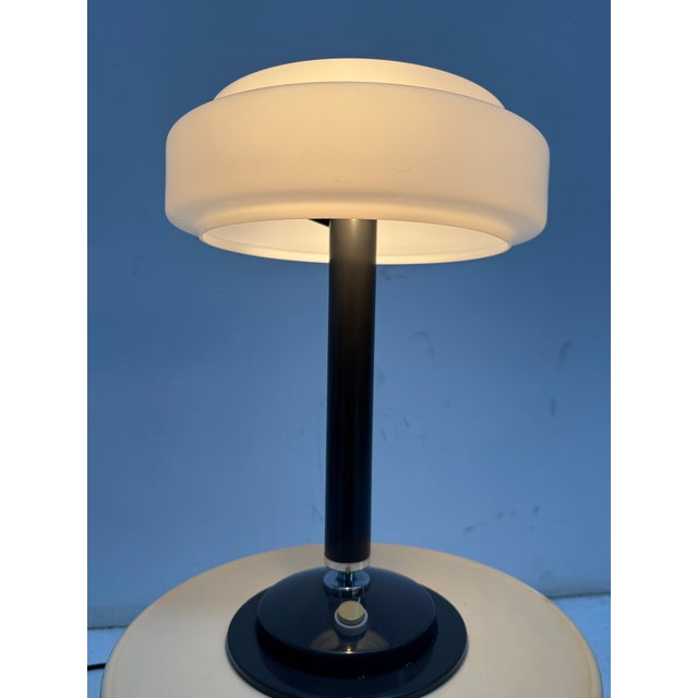Mid-Century Modern Mid-Century Table Lamps in Milk Glass and Metal from Napako, Czechoslovakia,1960s, Set of 2 For Sale - Image 3 of 11