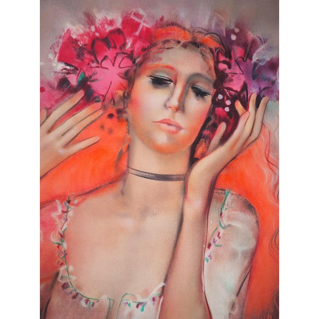 Modern Imai Sachiko, Muse à la couronne de fleurs, Lithograph For Sale - Image 3 of 6