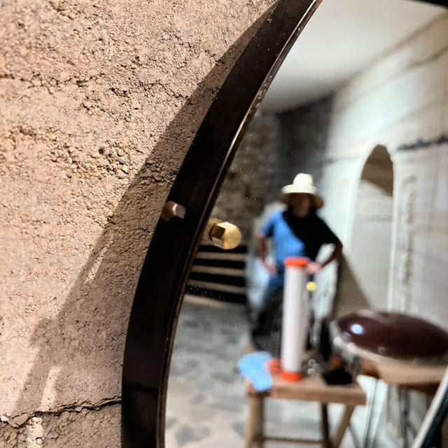 1950s 1950s Italian Brass Mirror and Glass Wall Console Italy - Set of 2 For Sale - Image 5 of 10