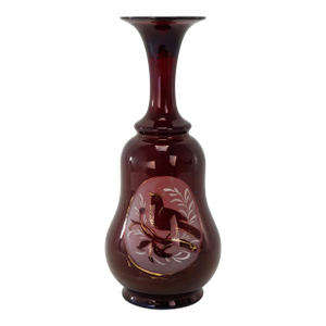 Victorian Bohemian Flashed Ruby Glass Vase 19th Century
