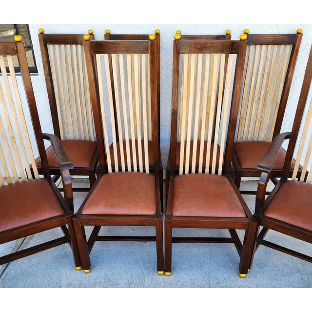Wood Frank Lloyd Wright Style Dining Chairs Set of 8 For Sale - Image 7 of 12