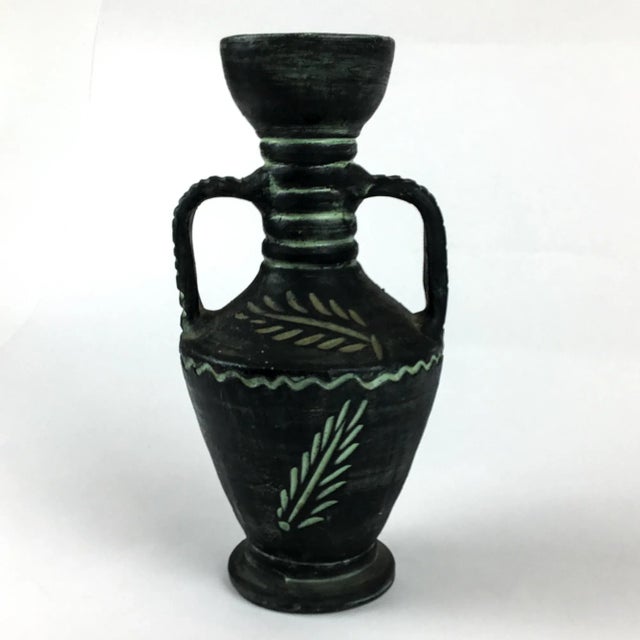 Rustic Vintage Mediterranean Terra Cotta Clay Greek Design Vase For Sale - Image 3 of 13