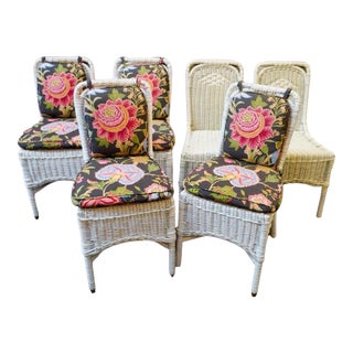 1920s Antique White Wicker Chairs, Set/6 For Sale