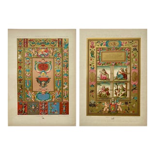 Renaissance Illuminated Chromolithograph Prints, — Set of 2, 1870 For Sale