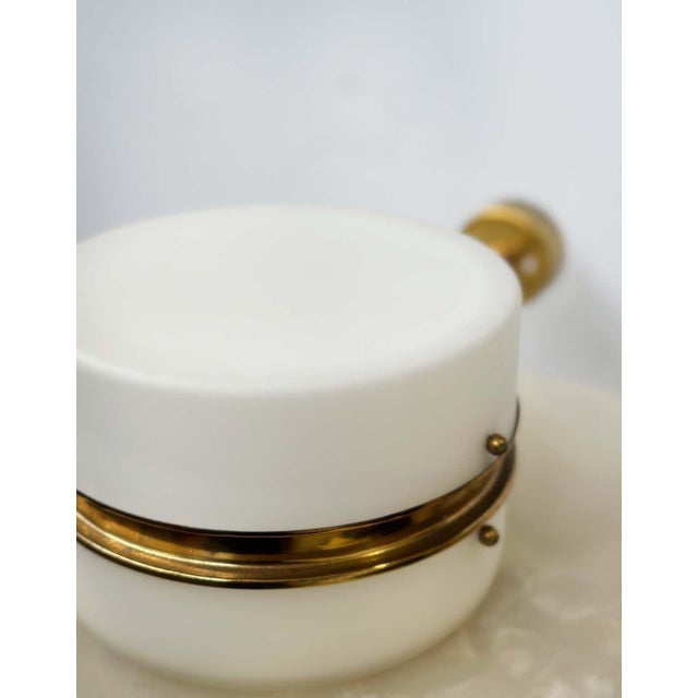 Stilnovo Set of Three 1960s Stilnovo Brass & White Opaline Glass Sconces For Sale - Image 4 of 4