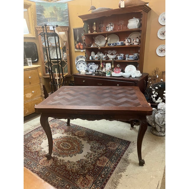 1950s French Dining Room Table With Extensions For Sale - Image 4 of 6