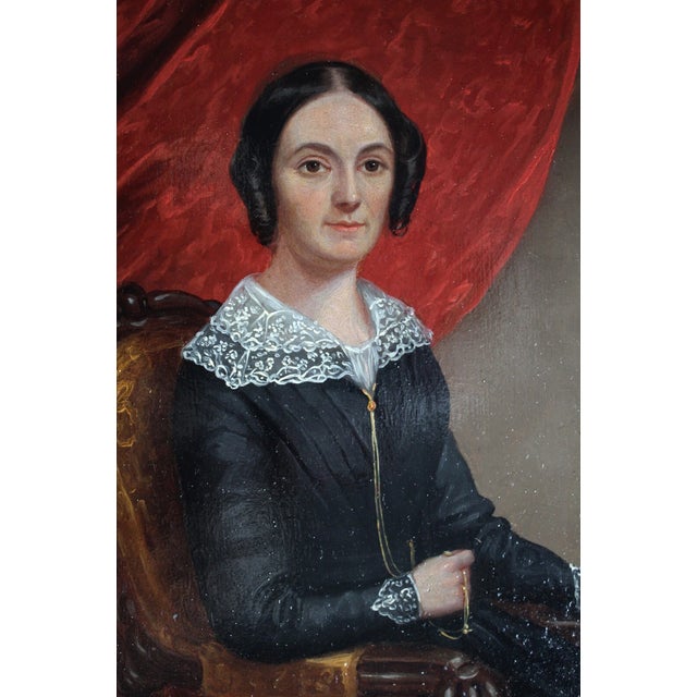 Biedermeier Artist, Portrait of a Young Lady Seated, Oil on Canvas, 1840, Framed For Sale - Image 12 of 14