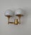 Gold-plated metal and opaline wall lights, 1970. Perfect condition. Pair available. Up to 250V (Europe/UK Standard).The...