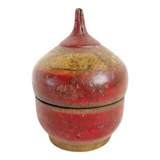 Vintage India Small Wood Tikka Box For Sale