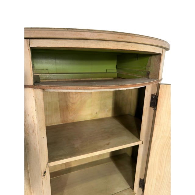 Vintage Demilune Cabinet With Door and Drawer Ready to Refinish For Sale - Image 12 of 14