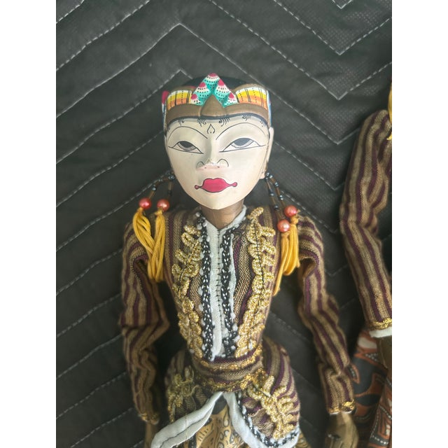 Pair of Mid-Century Indonesian Wayang Golek Carved Wood Puppets, C. 1950s–60s For Sale - Image 4 of 6
