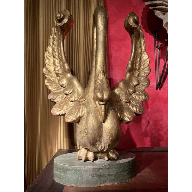 Hollywood Regency Ittalian Artist, Empire Period Decorative Swan Sculptures, 1800s, Giltwood, Set of 2 For Sale - Image 3 of 13